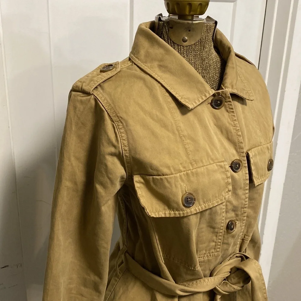 J.CREW COTTON UTILIY JACKET BELTED SIZE SMALL TAN